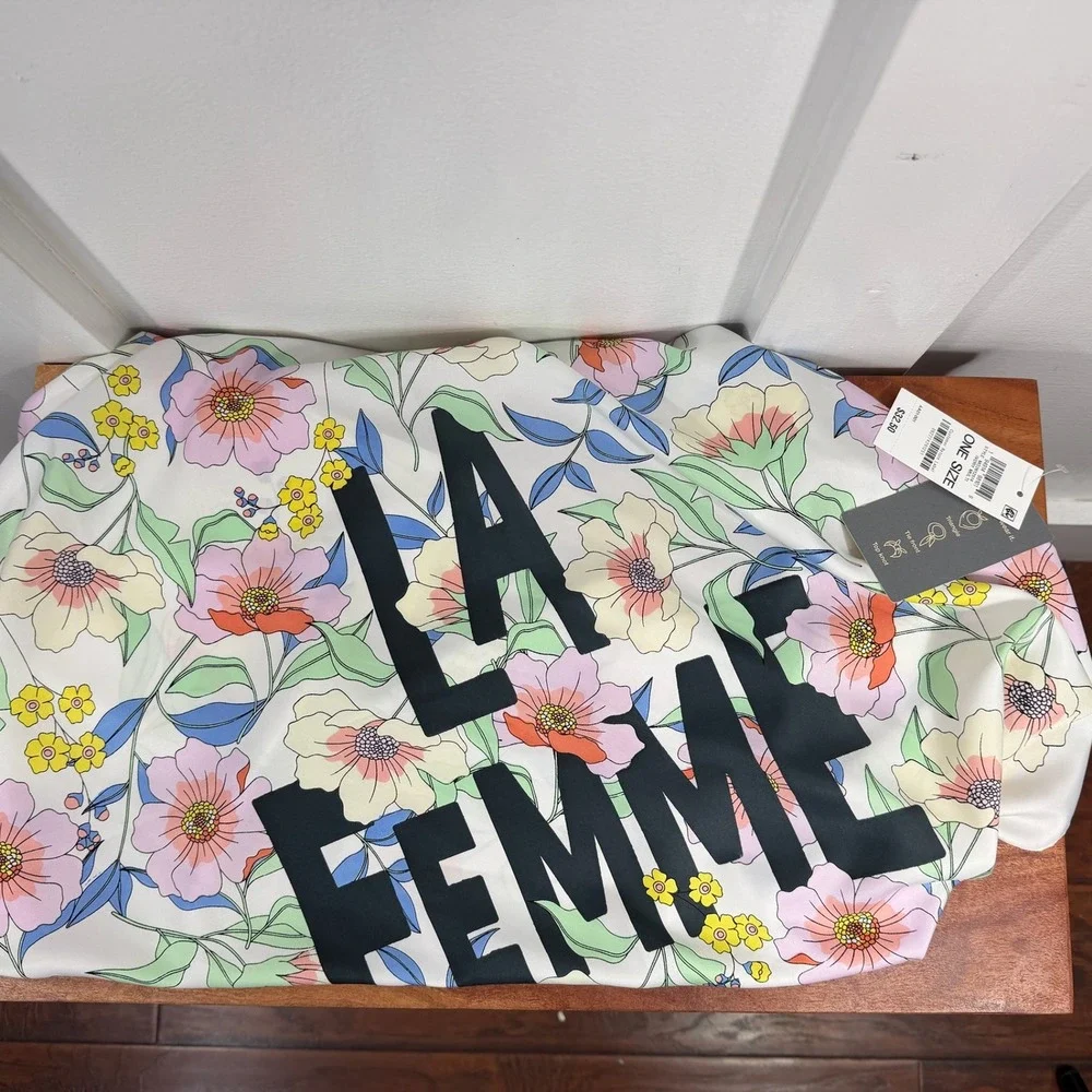 ON 34TH LA‎ FEMME Floral Print One Size Scarf Ivory Multi